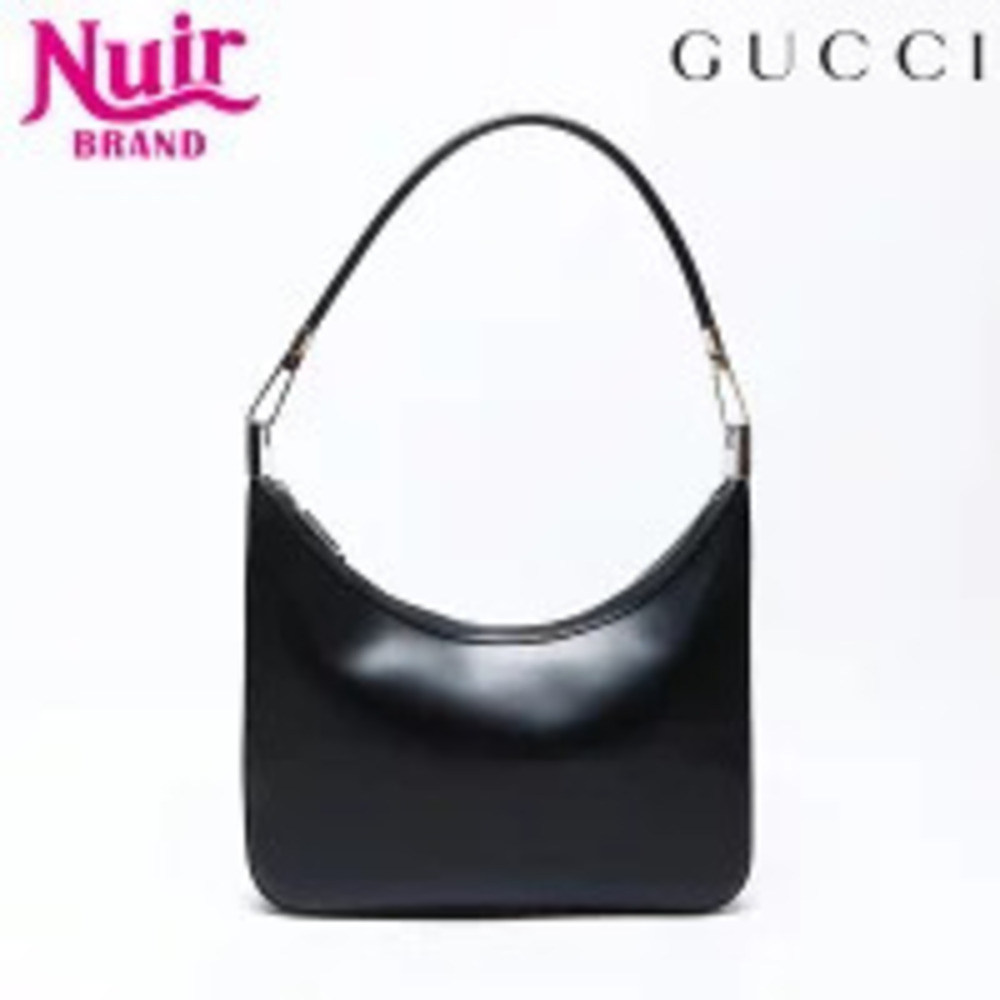 Gucci Leather One Shoulder Hobo Bag Black
